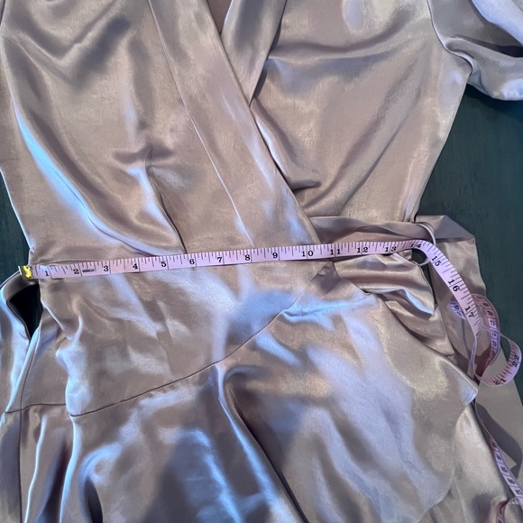 Lucy Paris - Adonia Satin Long Sleeve Mini Wrap Dress - Dusty Rose - XS - NWOT - Picture 15 of 16